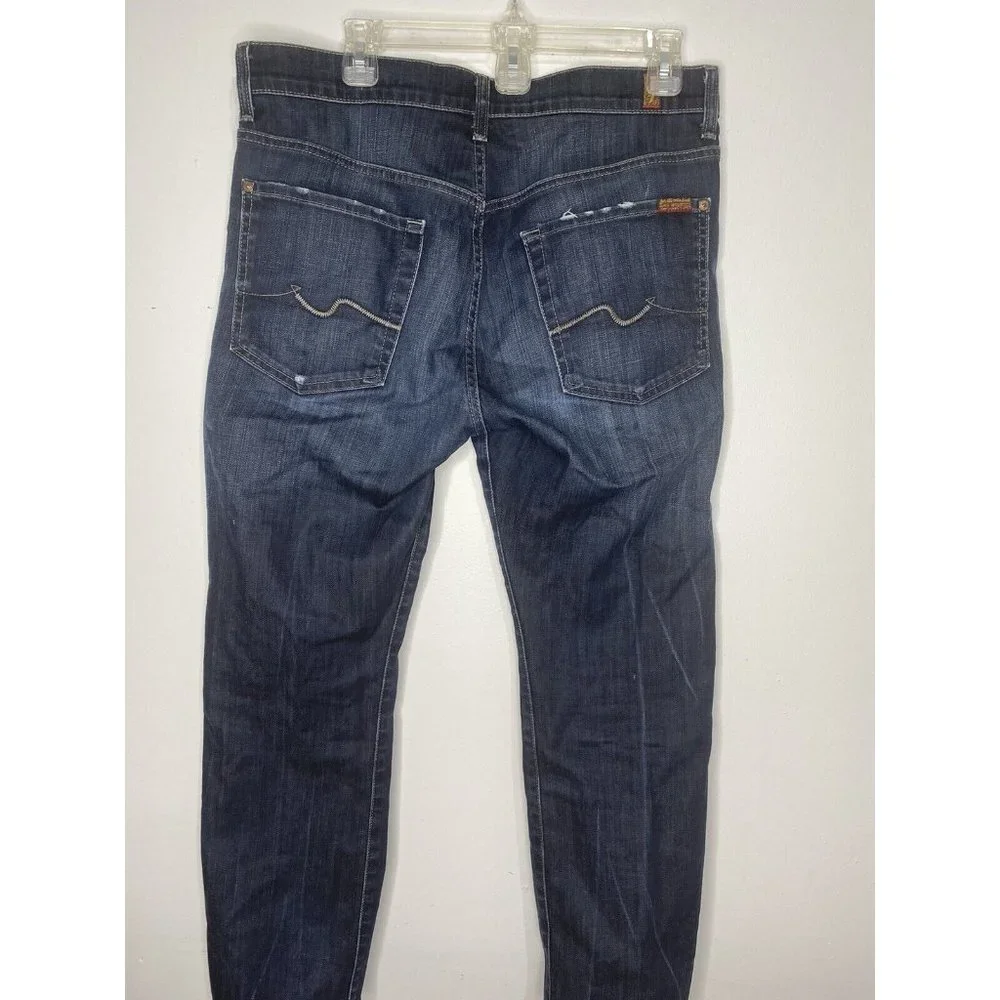 7 For All Mankind Mens Standard Straight Leg Button Fly Jeans Size 32 x 28 Dark - Picture 5 of 9